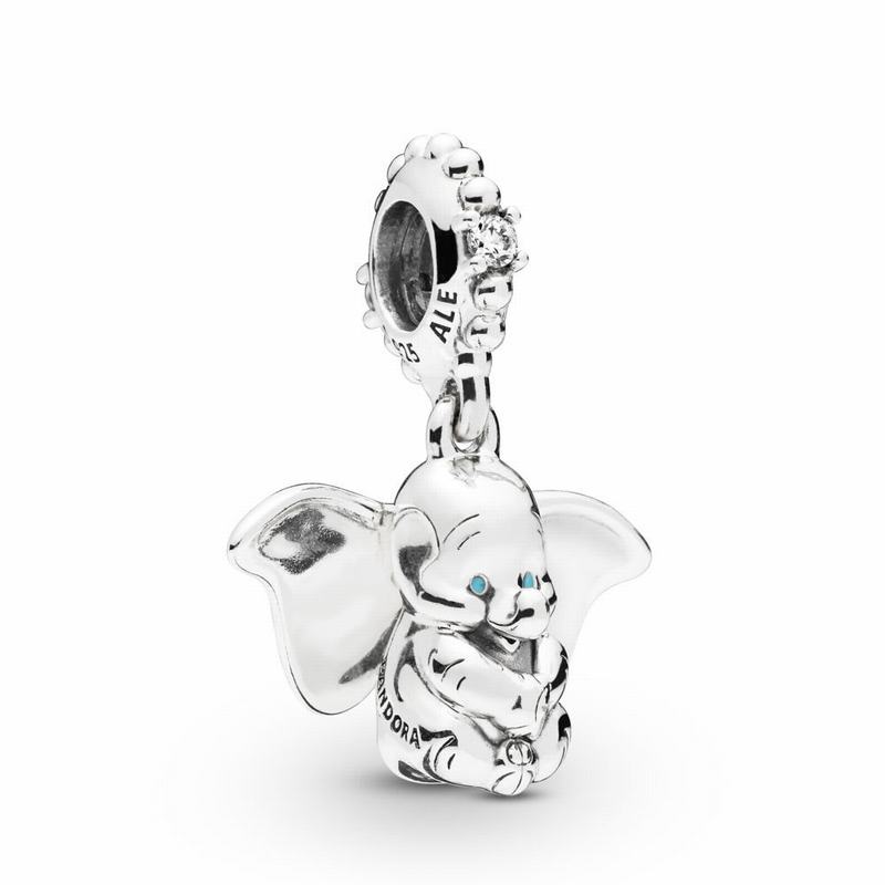 Pandora Disney Dumbo Charm Ireland - Sterling Silver/Enamel/Blue/Cubic Zirconia - 954812OIL